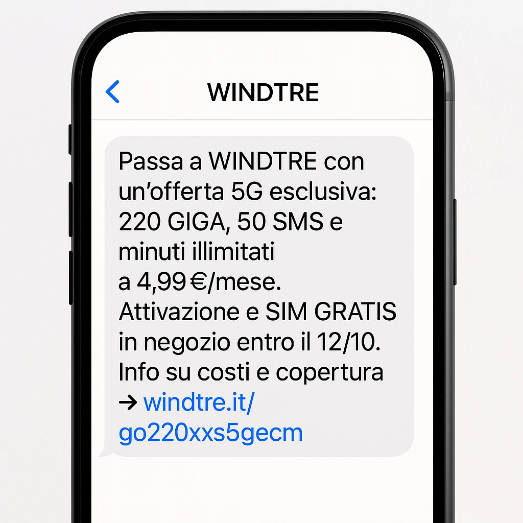WindTre rilancia l’offerta winback 220 Giga e minuti illimitati a 4,99€ al mese